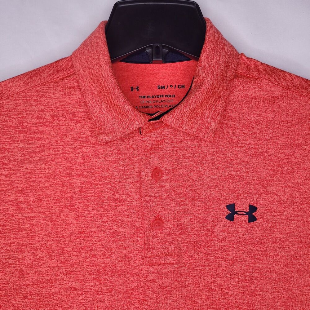 Under Armour Playoff Polo Shirt Mens Small Red Loose Fit